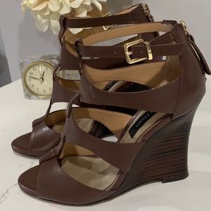 White House Black Market Leather Wedge Sandal